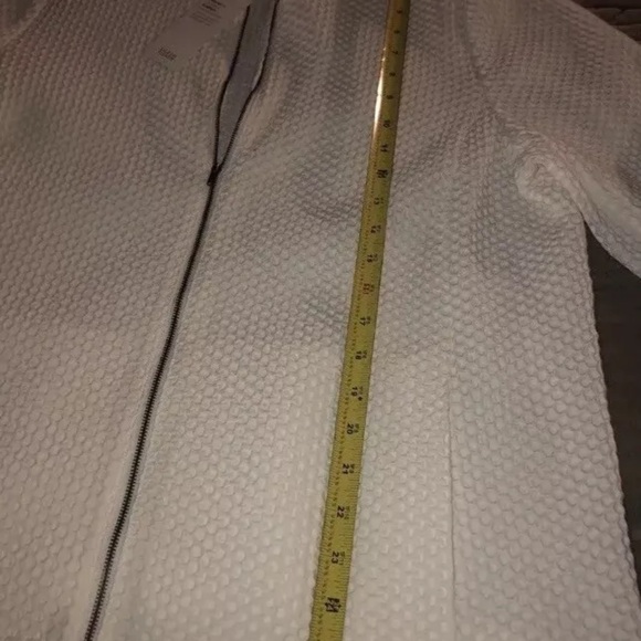 Eileen Fisher Tencel Organic Cotton Honeycomb Ivory Stand Collar Zip Jacket Xl - Picture 5 of 7